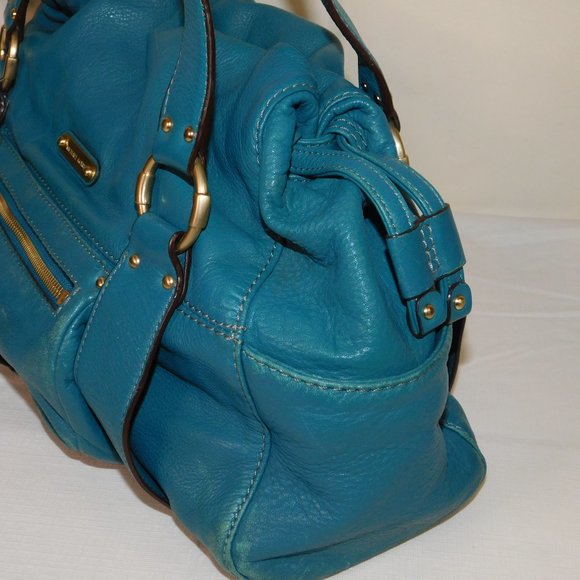 MICHAEL KORS Satchel Barrel Leather Handbag Large Turquoise - Picture 5 of 14